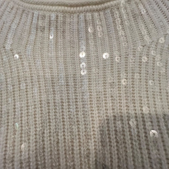 Express Women's Ivory Cream Sequined Batwing Sweater, Size XL - Picture 5 of 10